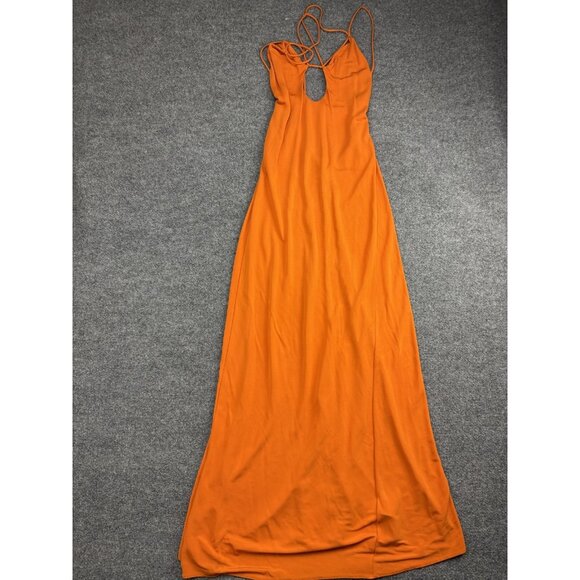 Victoria Beckham Dress Womens 4 Orange Maxi Spaghetti Strap Keyhole Crossback - Picture 1 of 8